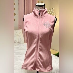 Jordann Pink Monogram Fleece Zip Up Vest Medium